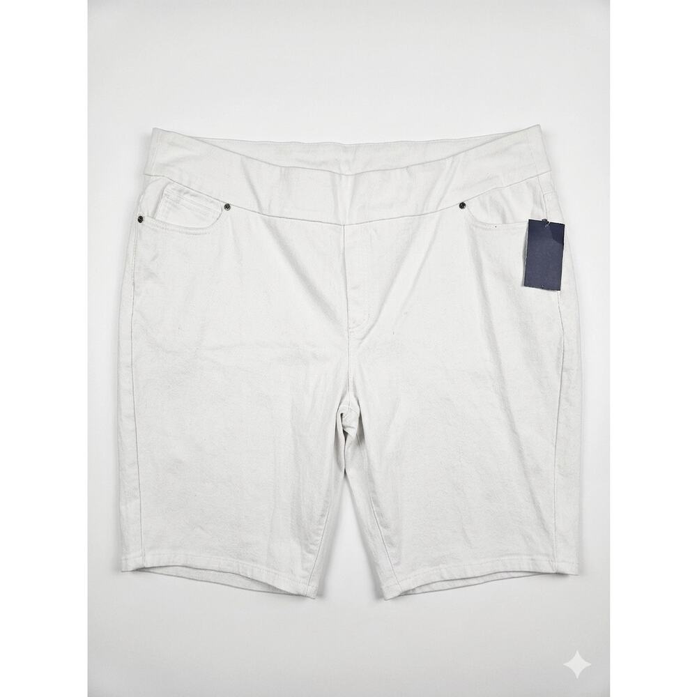 NEW Coldwater Creek 24W White Cotton Stretch Shorts Bermuda Coastal Casual